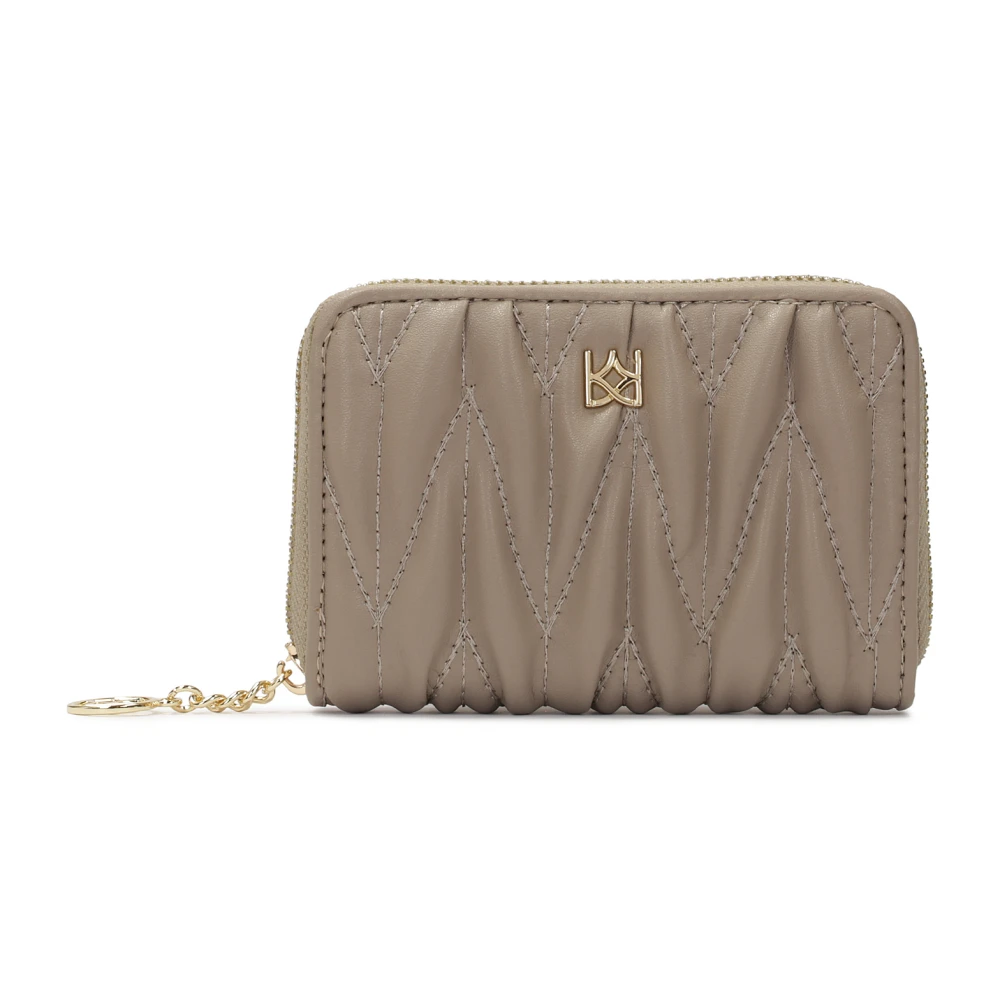 Kazar Kleine portemonnee met opvallend quilten en rits Beige Dames