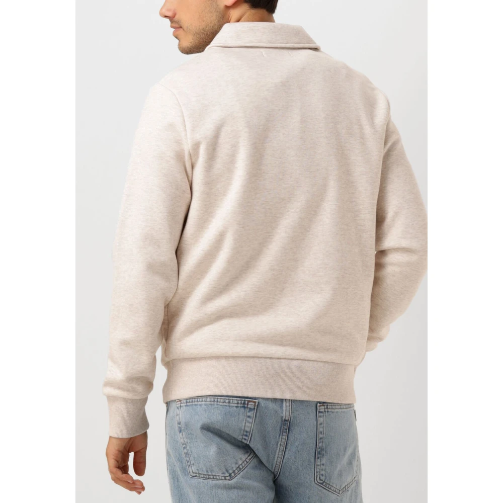Fred Perry Halfzip Fleece Back Sweatshirt Beige Heren