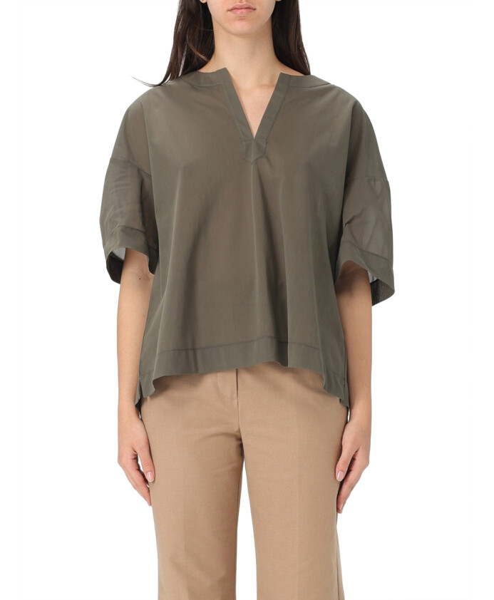 chemisier-elegant-vert-manche-courte-col-en-v