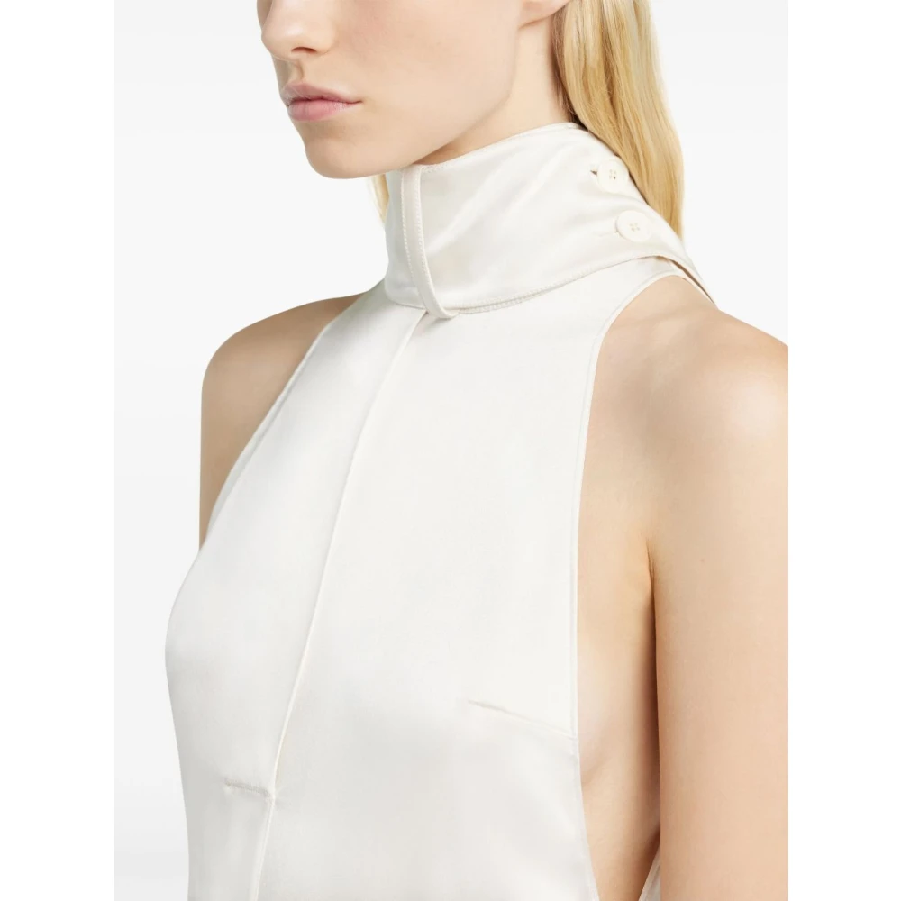 Courrèges Natuurlijke Mouwloze Mock Neck Jurk White Dames