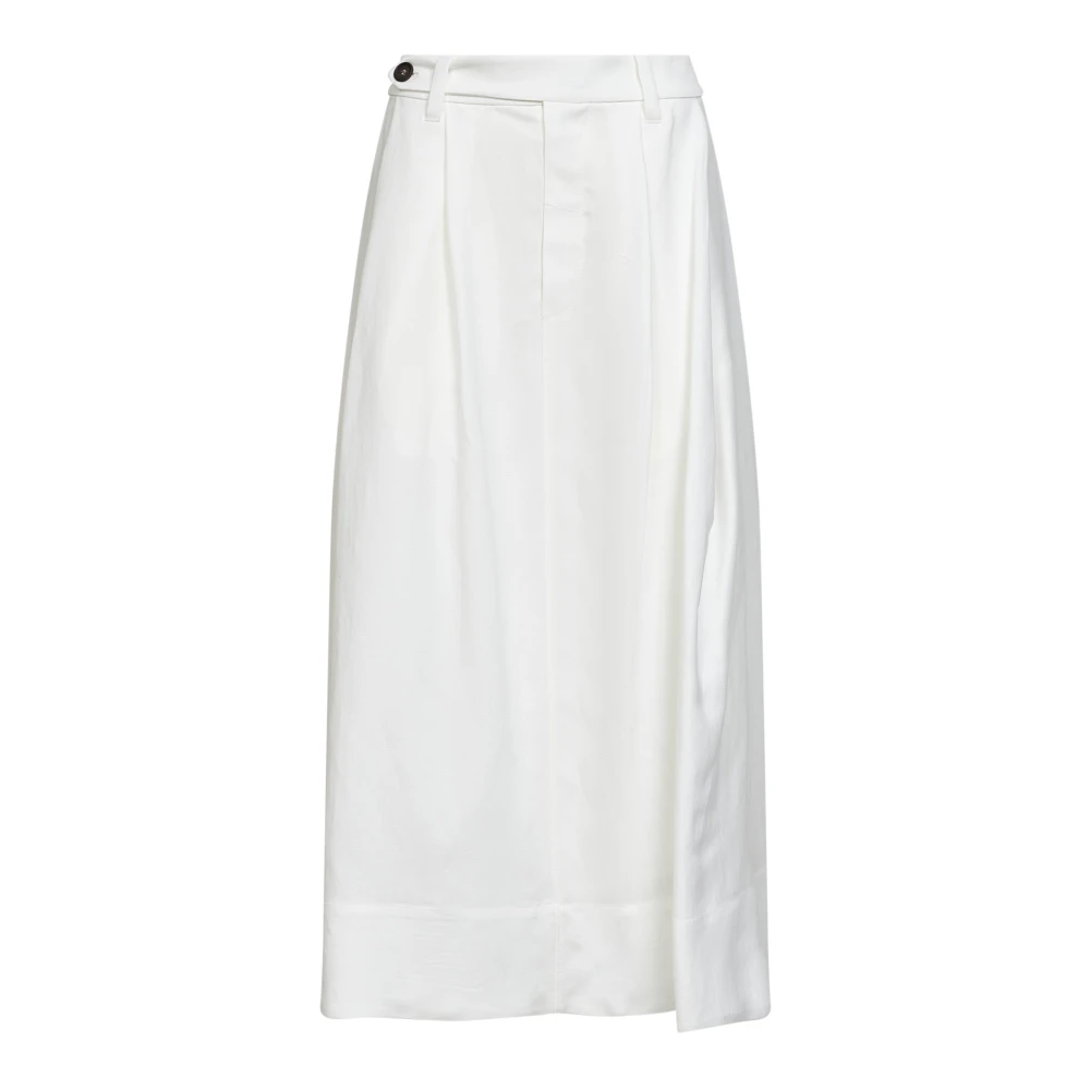 Brunello Cucinelli Women's White Midi Skirts, Xl, Twill Sartorial Skirt With Monili
