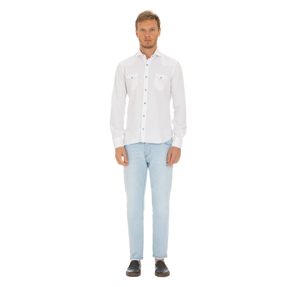 Barba Texaanse Stijl Wit Overhemd White Heren