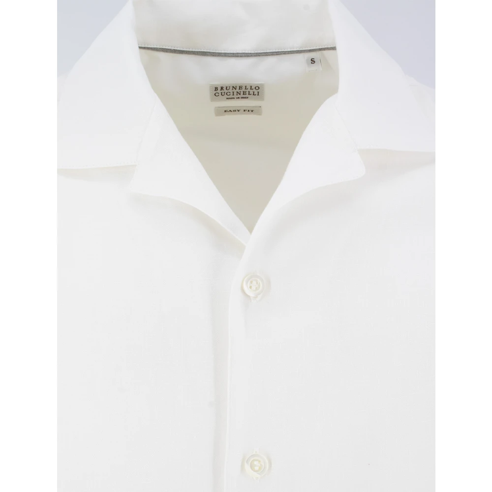 BRUNELLO CUCINELLI Linnen overhemd met Franse kraag White Heren