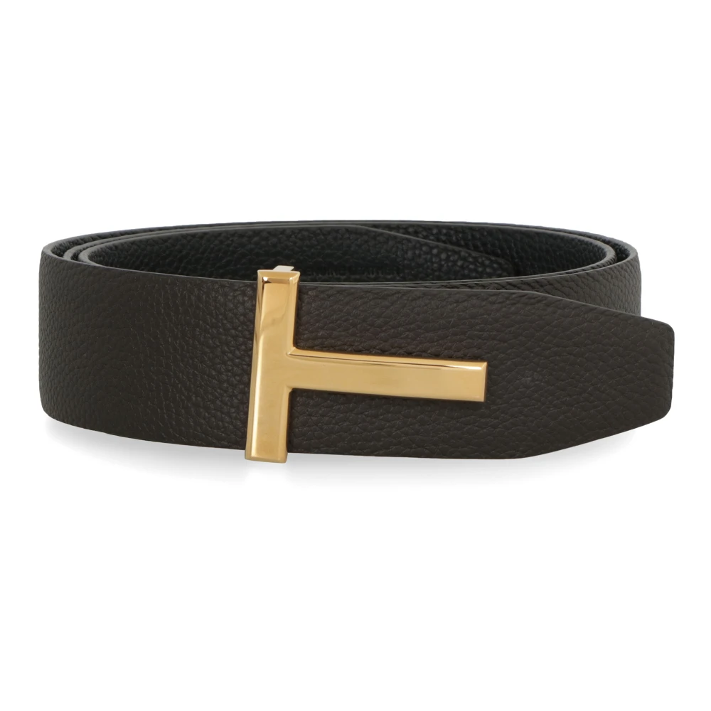 Tom Ford Men's Brown Belts, 115 Cm, Grainy Leather Reversible Belt With Gold-Tone Buckle