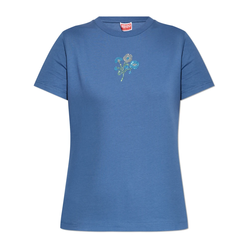 Kenzo T-shirt med skimrande applikationer Blue, Dam