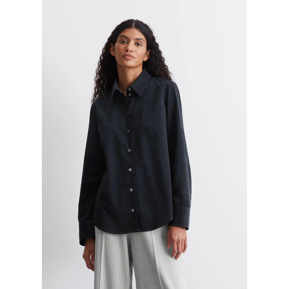 Marc O'Polo Reguliere fijne corduroy blouse Blue Dames