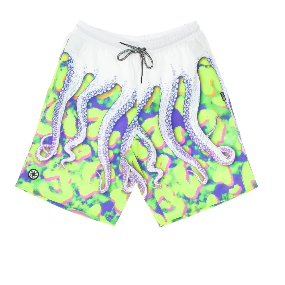 Octopus Bermuda Boardshorts met Elastische Taille Multicolor Heren