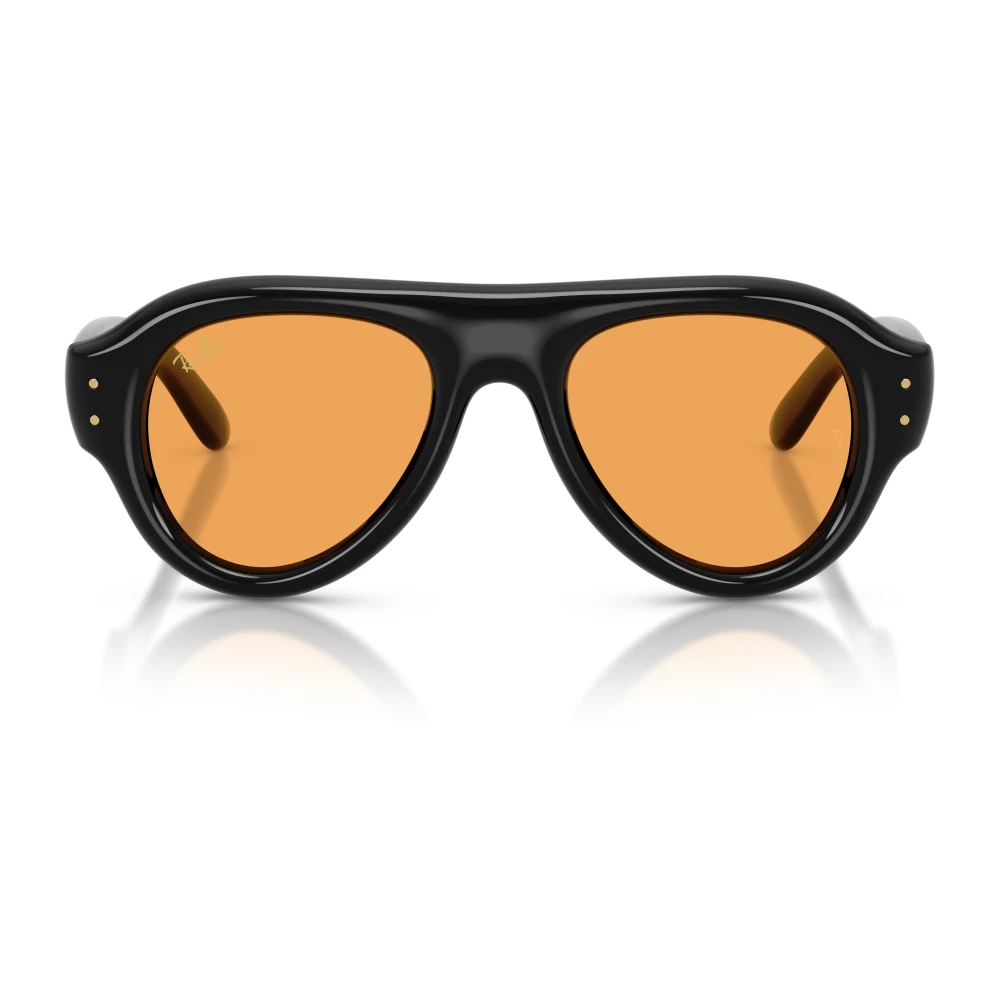 Ray-Ban Sunglasses Aviator Puffer - Black Frame Orange Lenses 50-21, RB4925 - Image 5