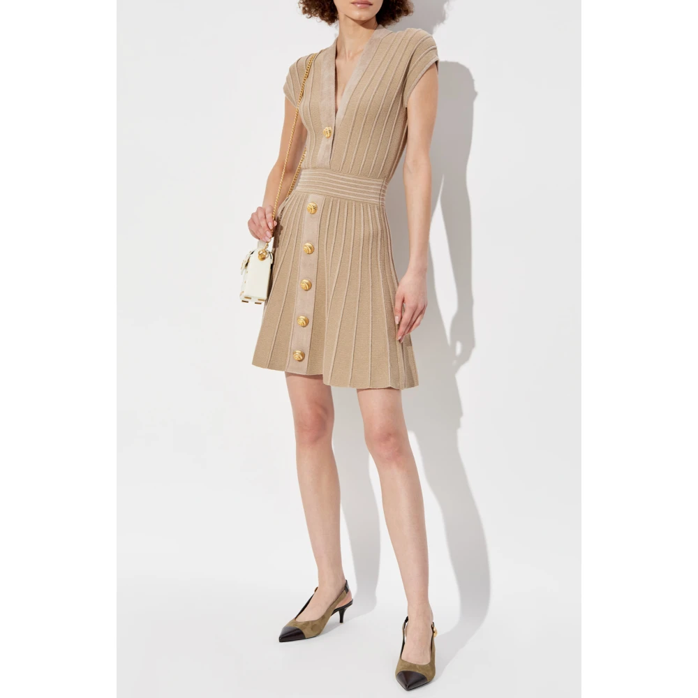 Balmain Mouwloze Jurk Beige Dames