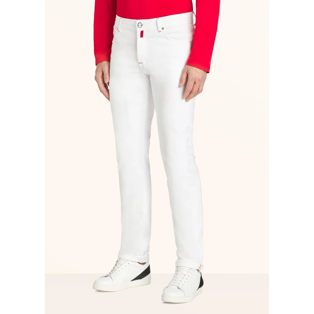Kiton Slim-Fit Witte Denim Jeans White Heren
