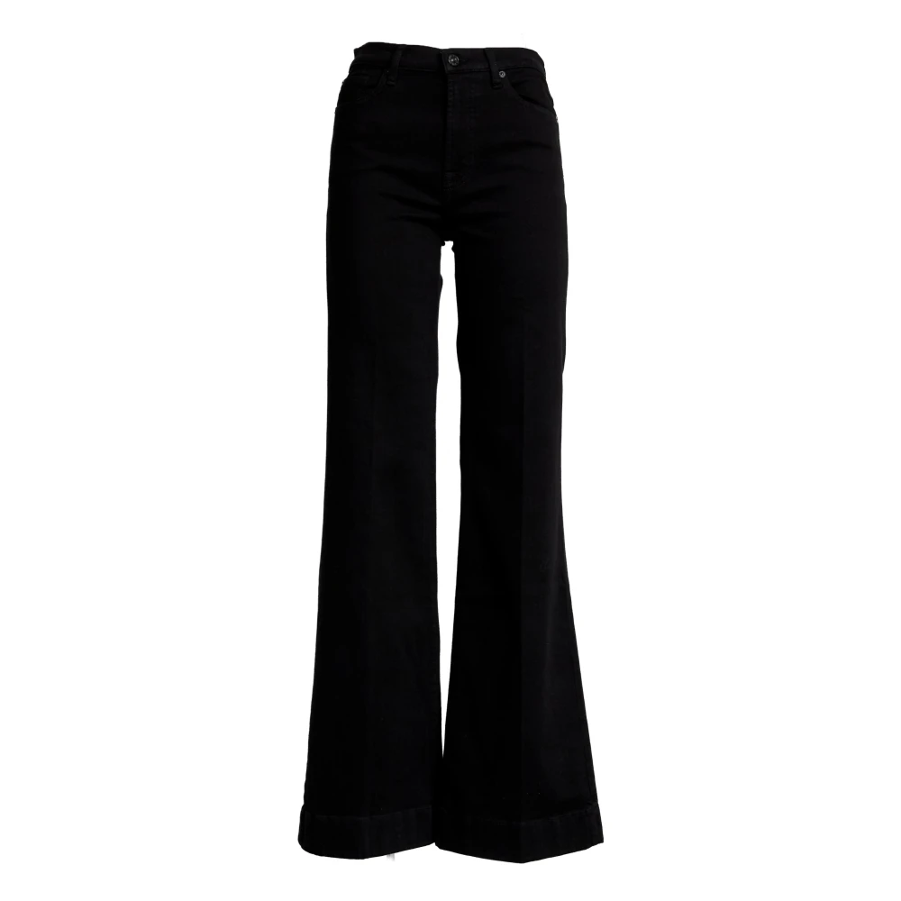 7 For All Mankind Black Modern Dojo - Female - Wide Trousers - W30 - Trousers