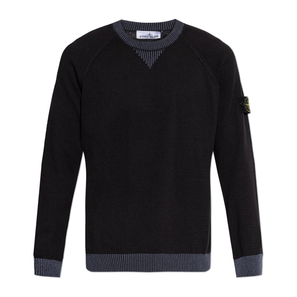 Stone Island Men's Blue Round-Neck Knitwear, M, Crew Neck Jumper