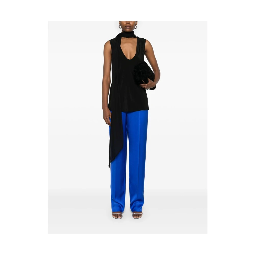 Giorgio Armani Koningsblauwe Zijden Satijnen Broek Blue Dames