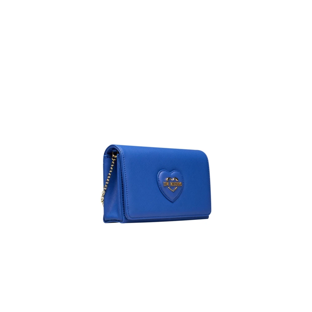 Love Moschino Schoudertas met Ketting en Gouden Details Blue Dames