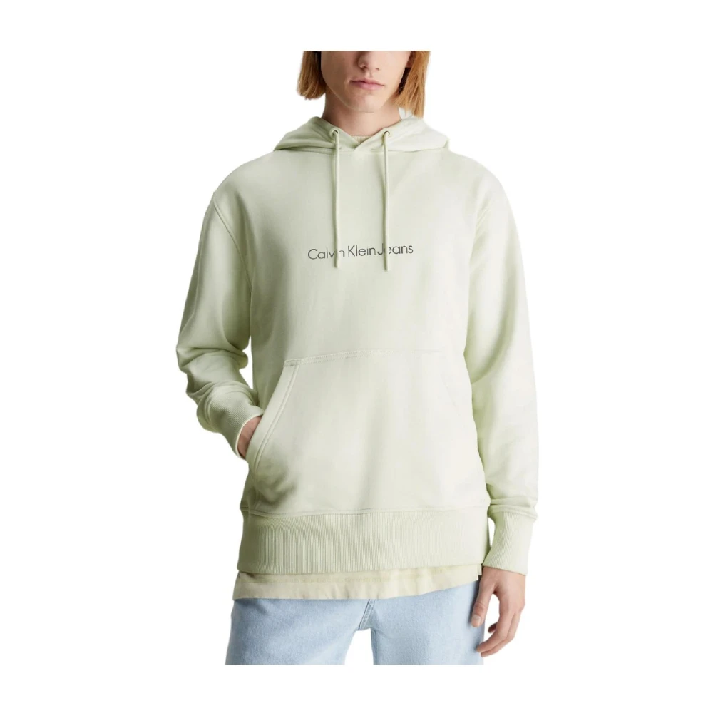 Calvin Klein Men's Beige Square Frequency Logo Hoodie - Hoodies - Xl - Sweatshirts & Hoodies