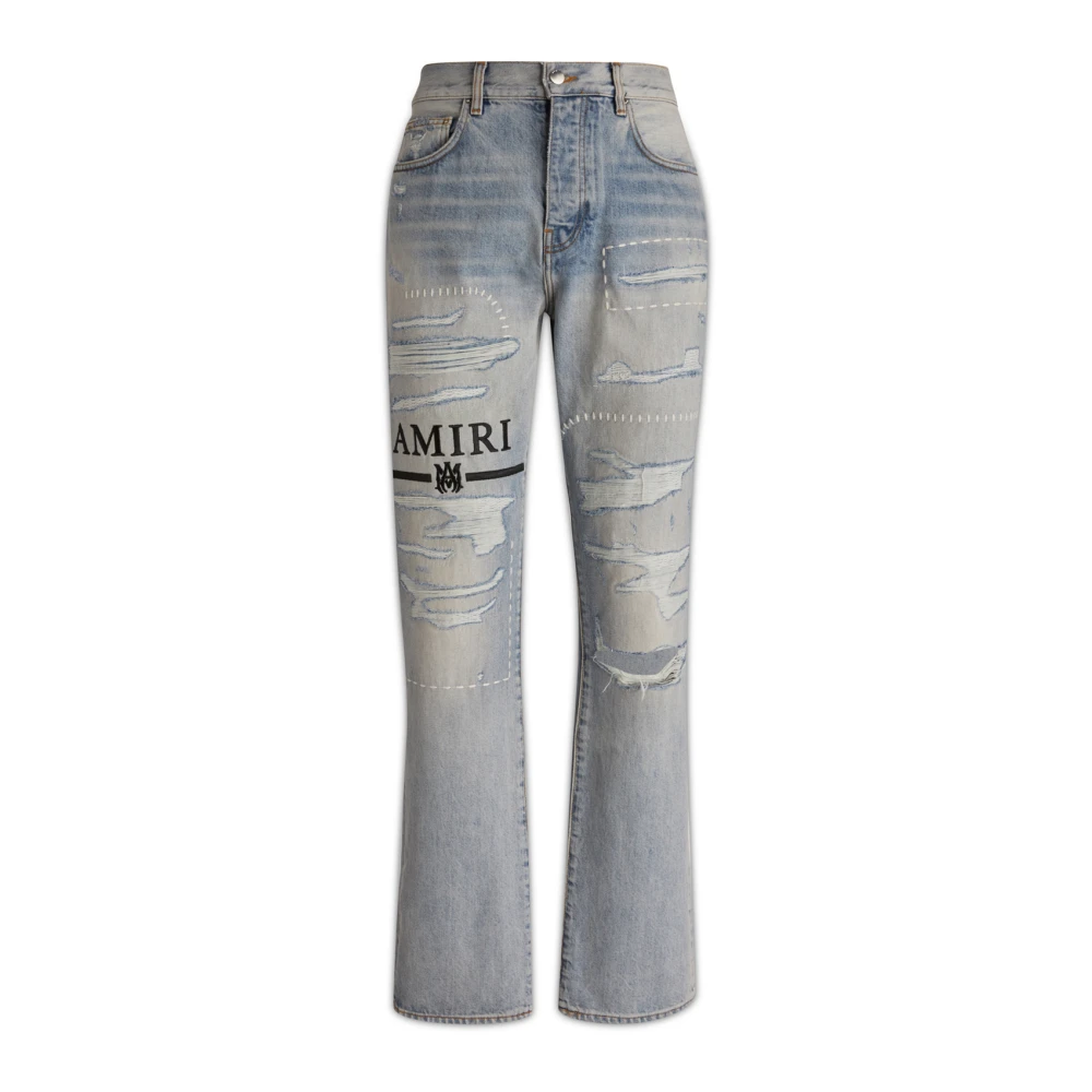 Amiri Distressed Straight-Leg Jeans Gray Heren
