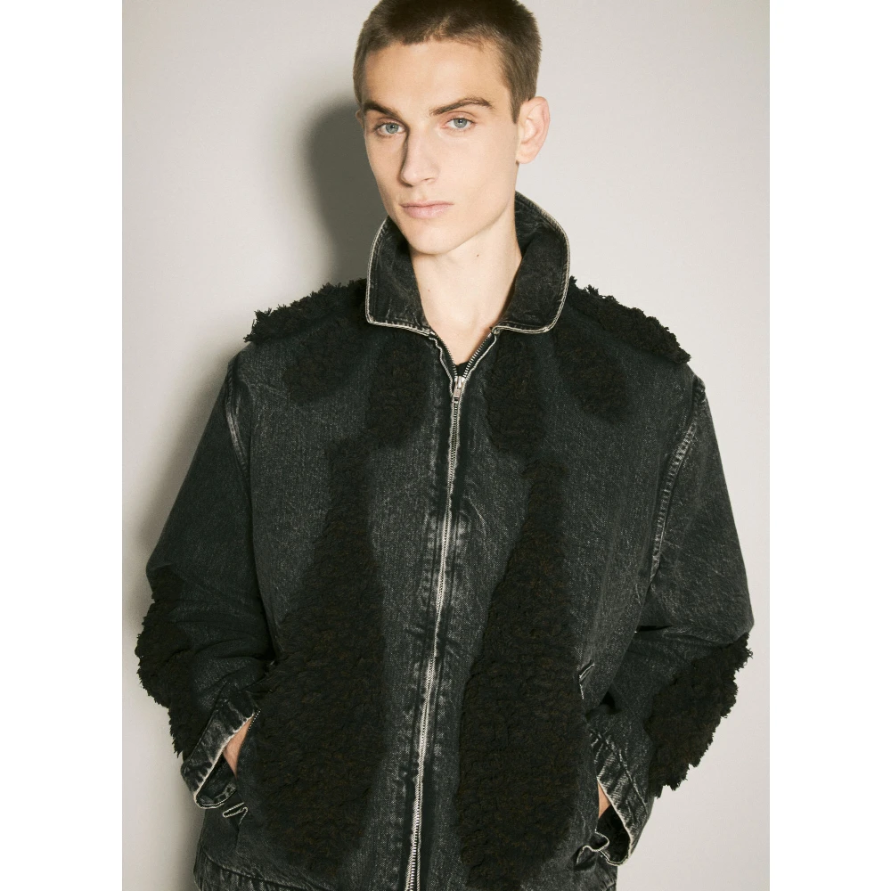Song for the Mute Denim Zip-Up Jack met Terry Panelen Black Heren