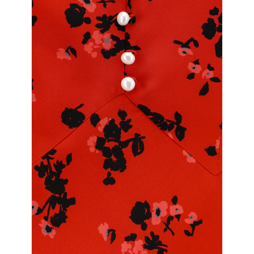 Alessandra Rich Zijden jurk met rozenprint Red Dames