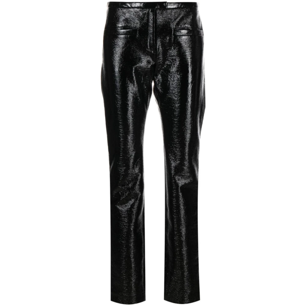 Courrèges Zwarte Vinyl Op Maat Gemaakte Casual Broek Black Dames