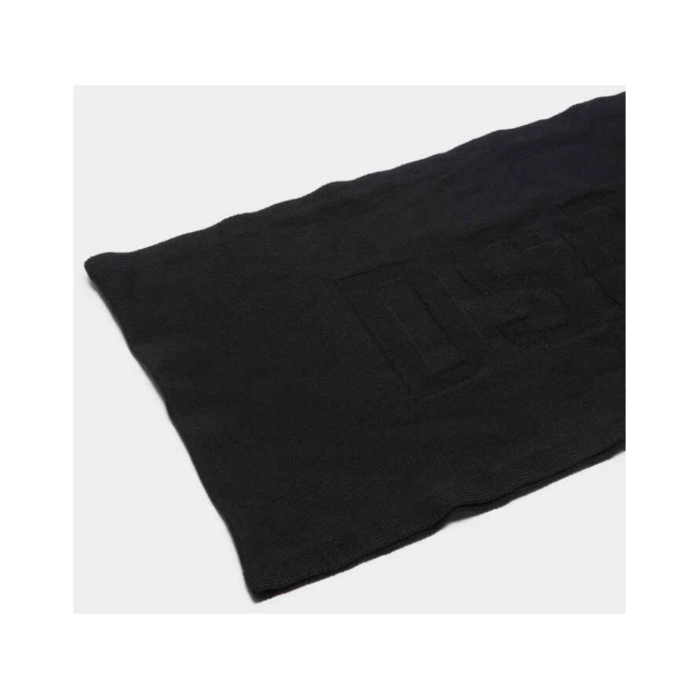 Dsquared2 Wollen Logo Sjaal Rechthoekig Invoegen Black Unisex