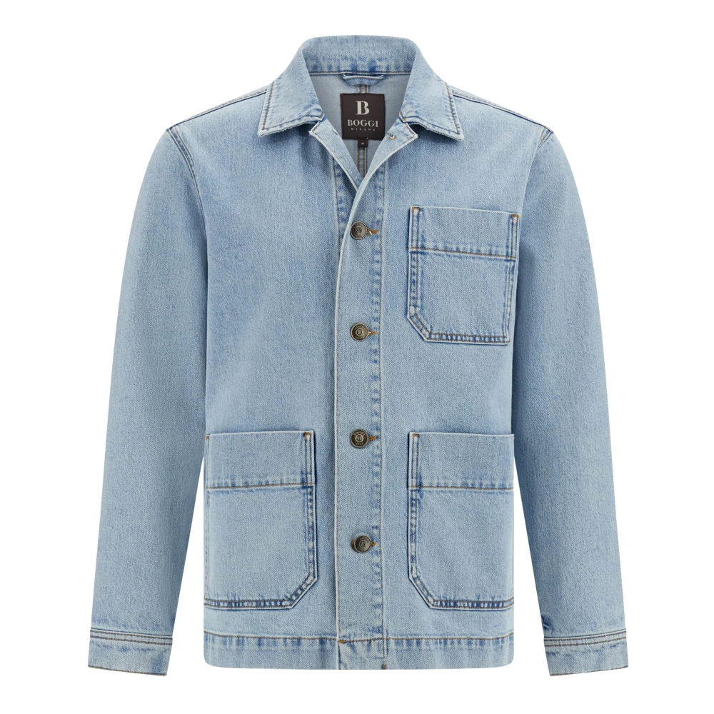 Boggi Milano Work Shirt Jacket van katoenen denim Blue Heren
