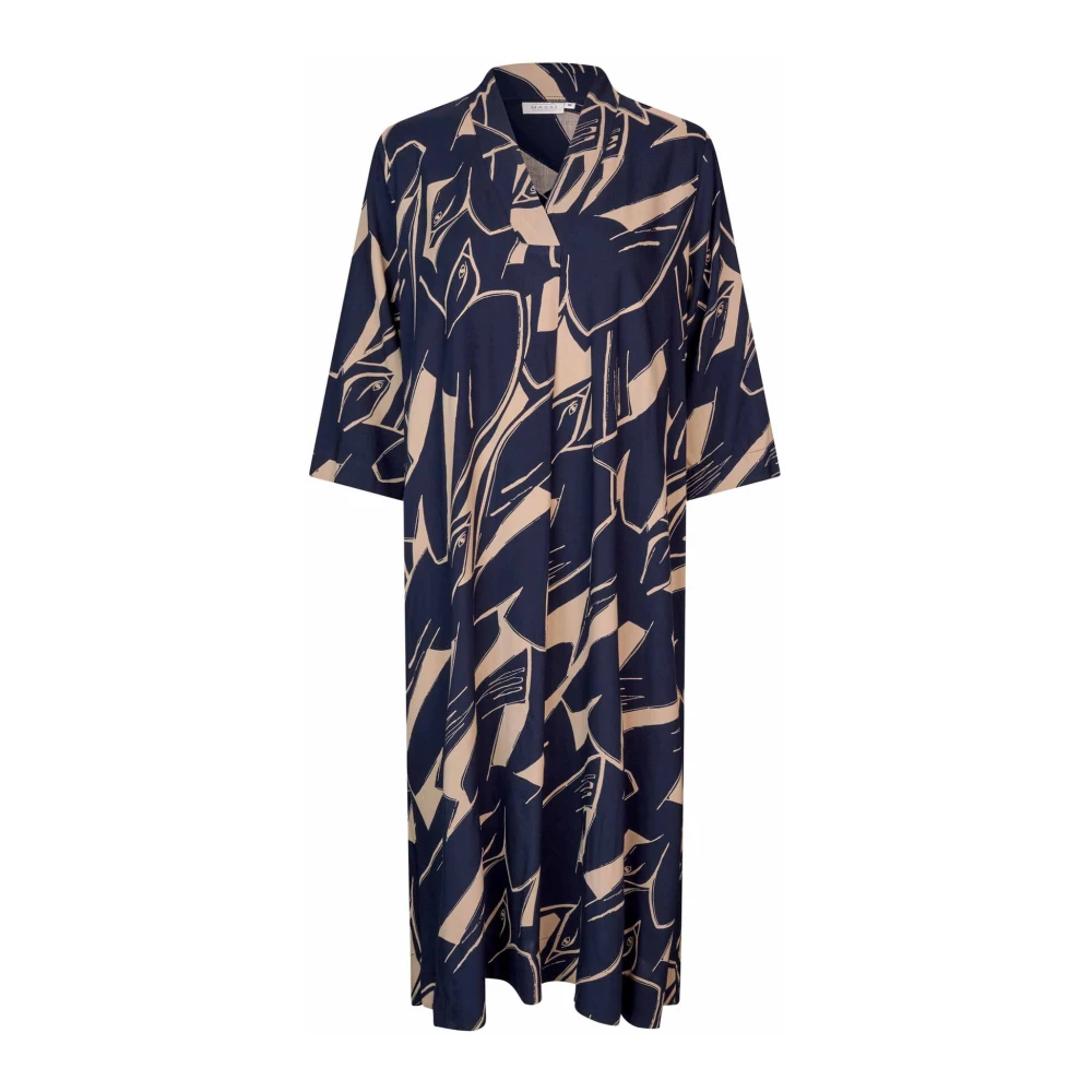 Masai Navy Blazer Jurk met V-Hals Multicolor Dames