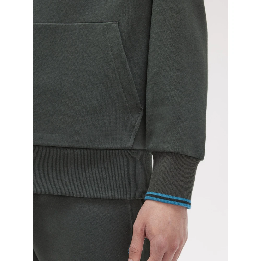 Fred Perry Klassieke hoodie met Tipped manchetten Green Heren