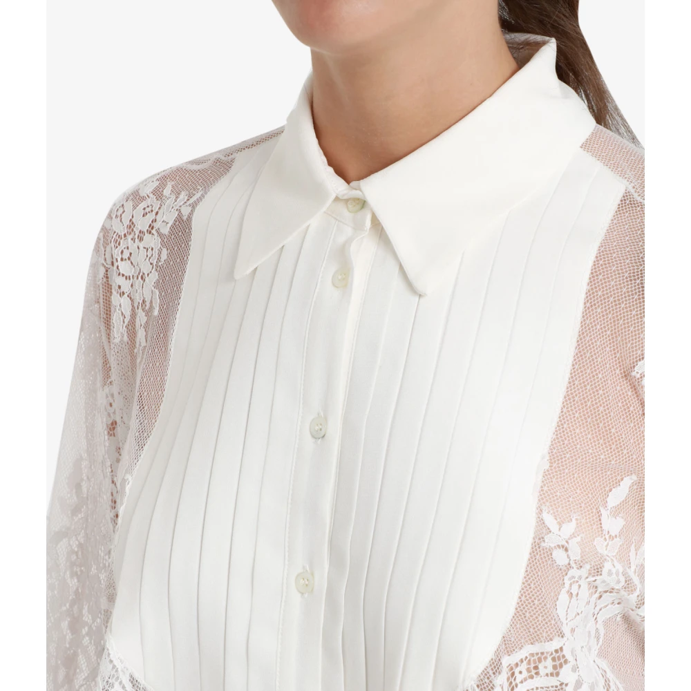 Aniye By Kanten Overhemd met Plastronplooien Beige Dames