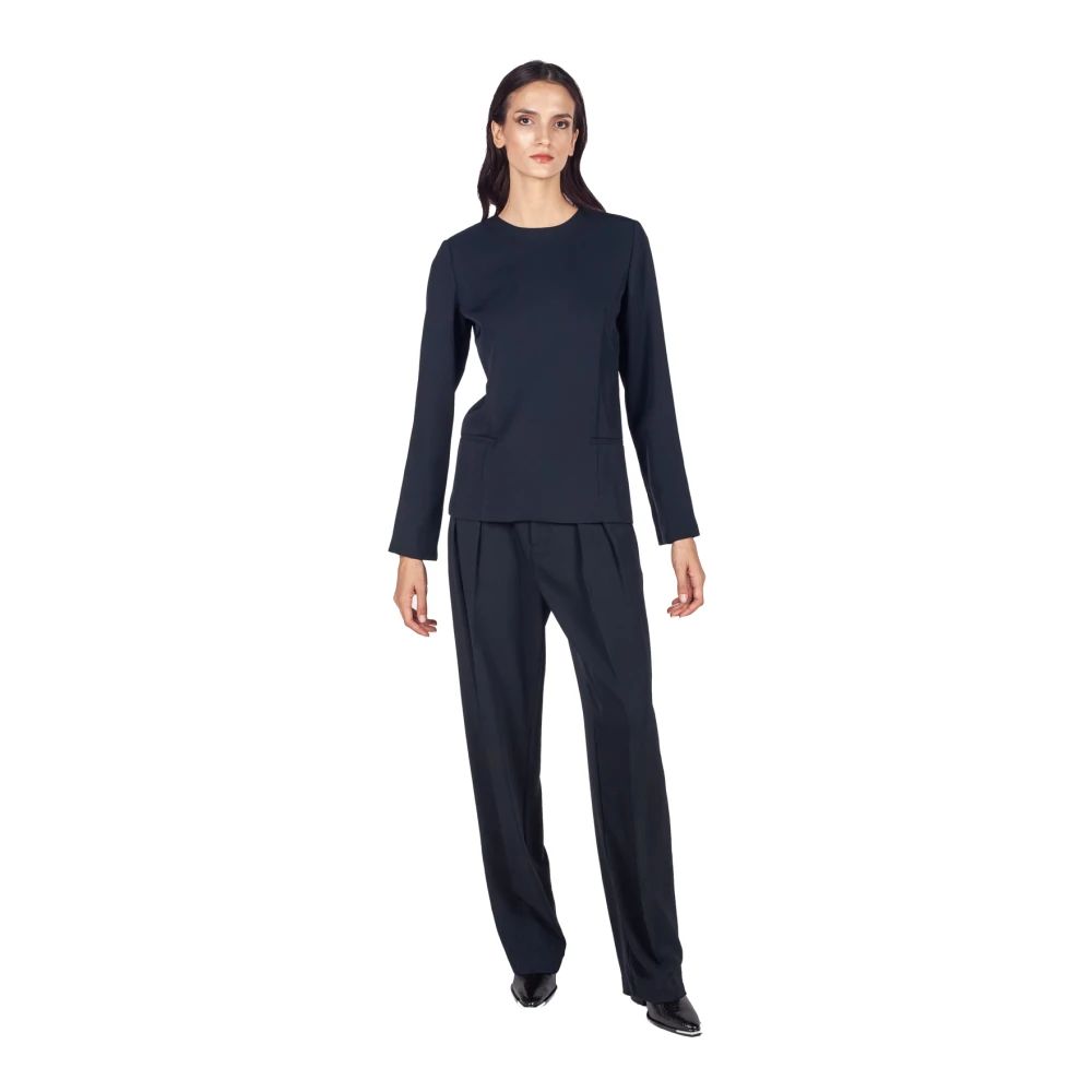 Liviana Conti Zwarte Dubbel Geplooide Peg Broek Black Dames