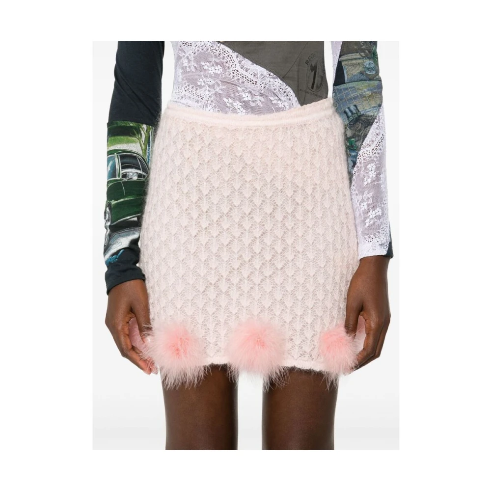 Blumarine Roze gebreide rok met veertrim Pink Dames