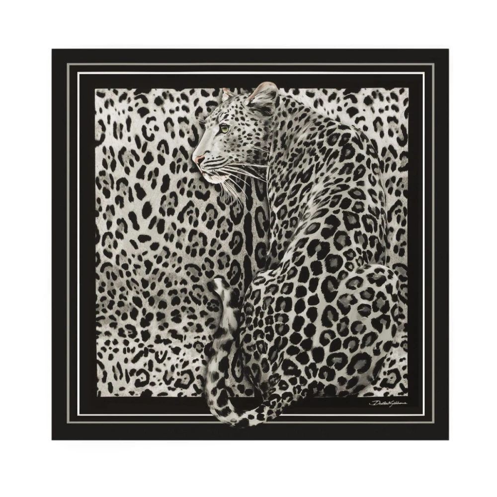 Dolce & Gabbana Luipaardprint Zijden Sjaal Black Dames