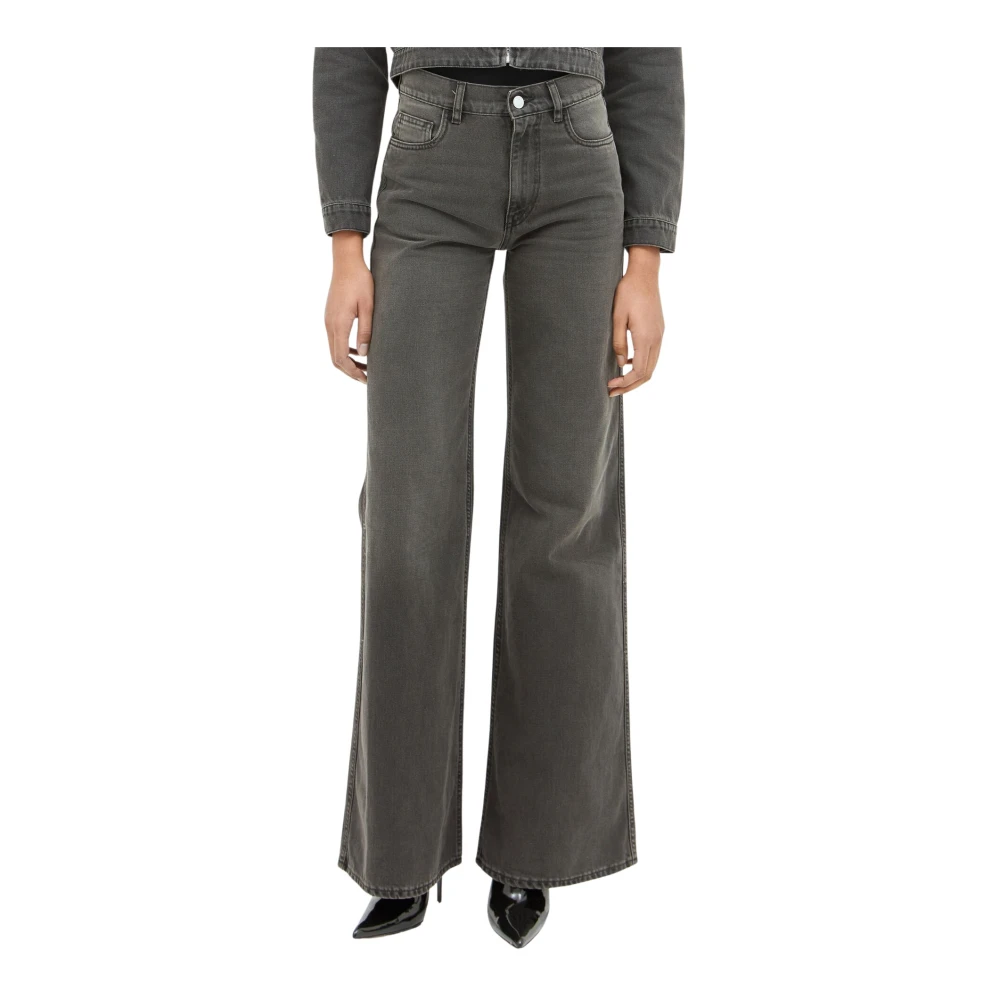 Coperni Women's Gray Wide Jeans, M, Belted Wide Leg Jeans