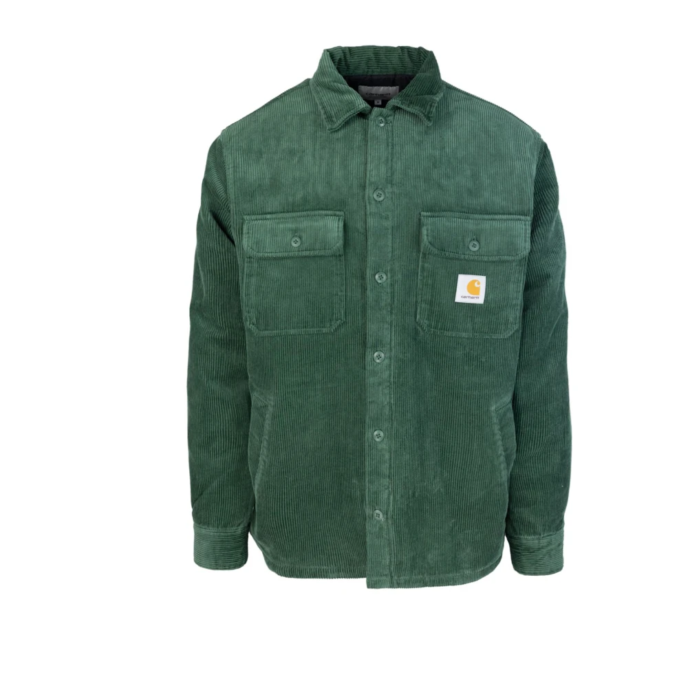 Carhartt WIP Groene Fluwelen Jassen Verticaal Gewatteerd Jack Green Heren