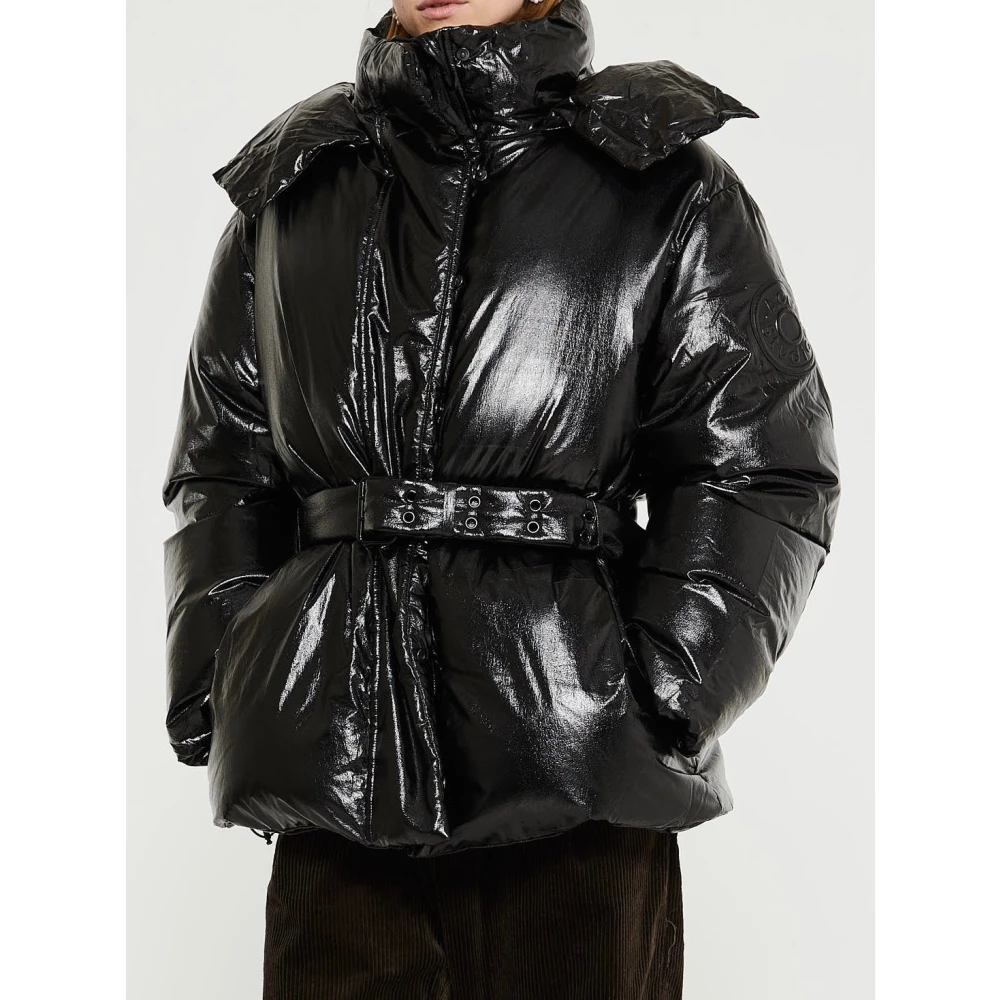 Acne Studios Zwarte Gewatteerde Jas met Capuchon Black Dames