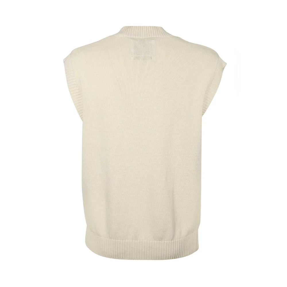 Les Deux Gebreid Vest met Logo Intarsia Beige Heren