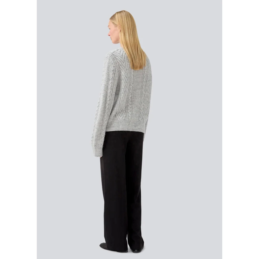 Modström Grijze Gebreide Kabeltrui Grannon Gray Dames