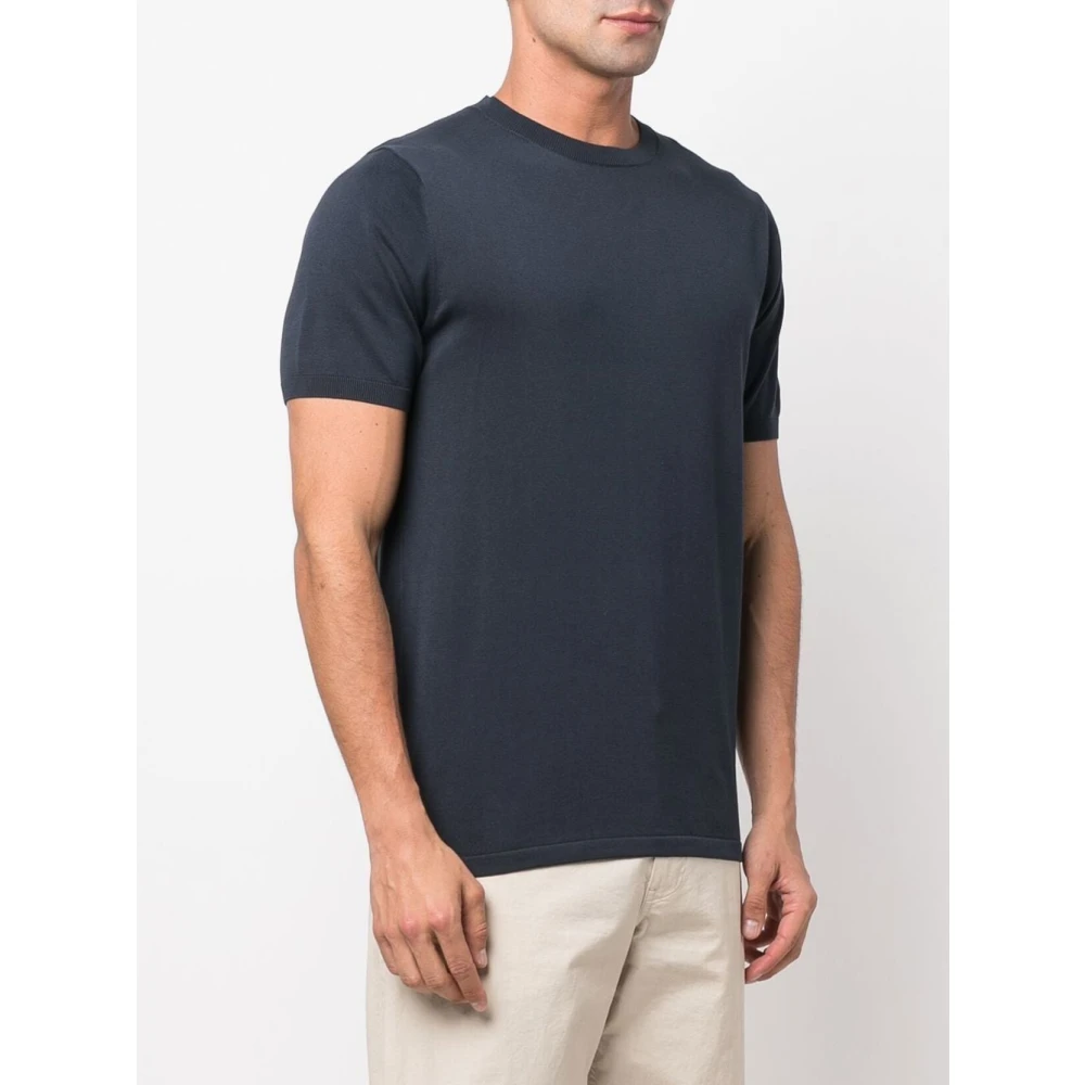 Aspesi Navy Katoenen T-shirt met Ribboorden Blue Heren