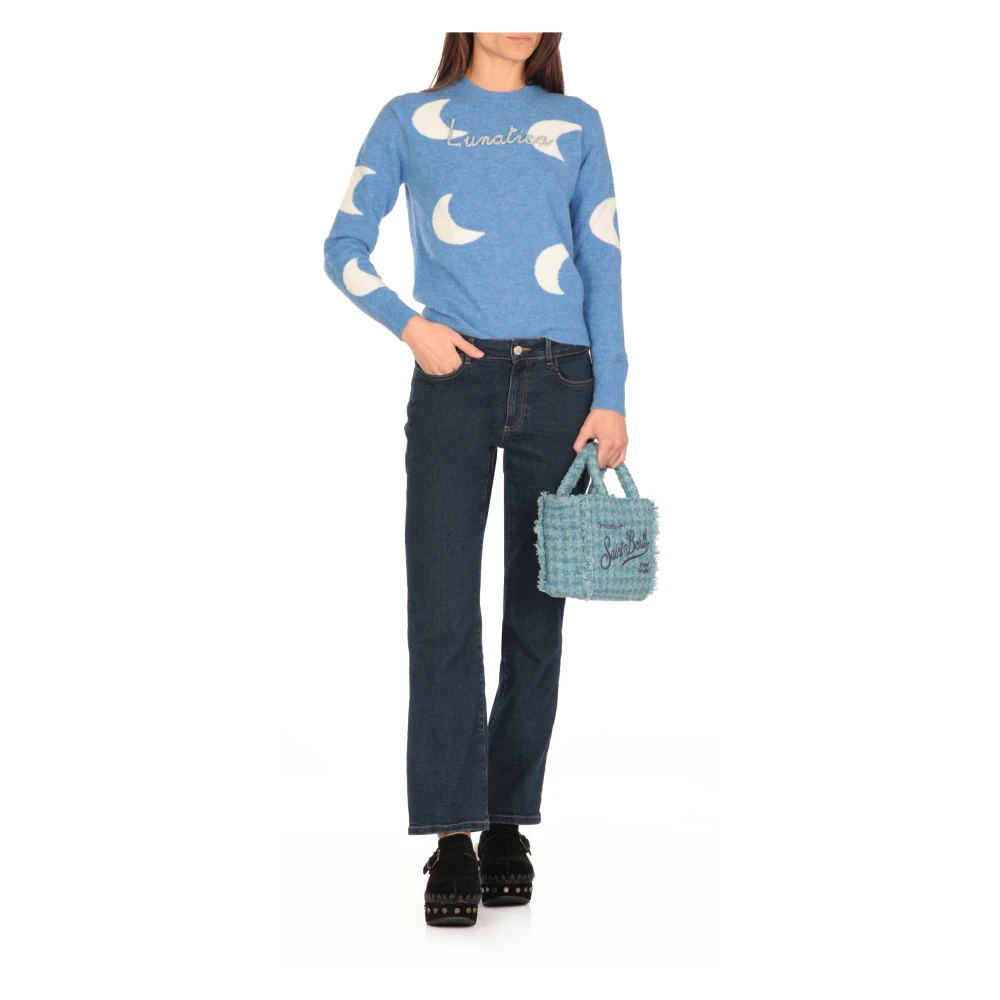 Saint Barth Blauwe Wollen Handtas met Franjes Blue Dames