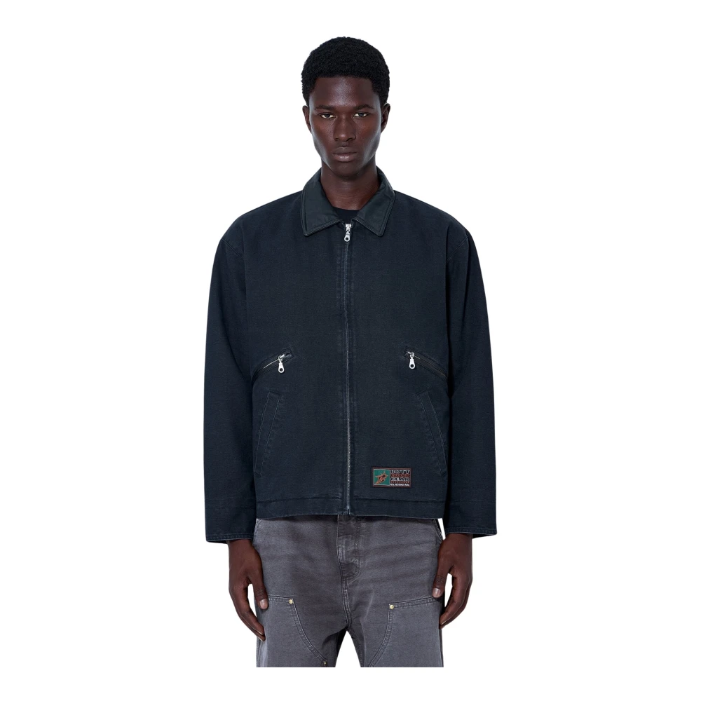 Bott Uomo Navy Leather Collar Work Jacket - Man Jackets S - Immagine 2