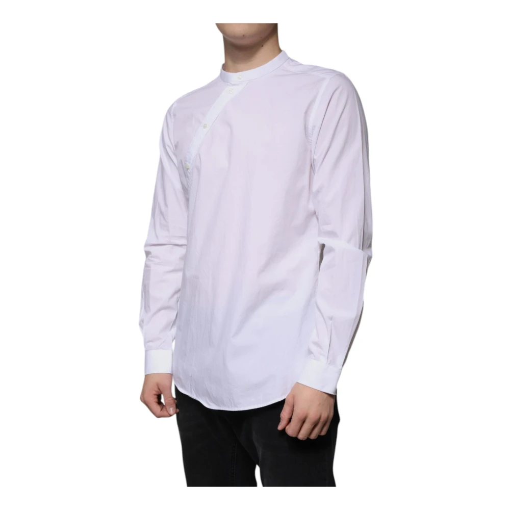 Dolce & Gabbana Witte Katoenen Overhemd met Logo White Heren