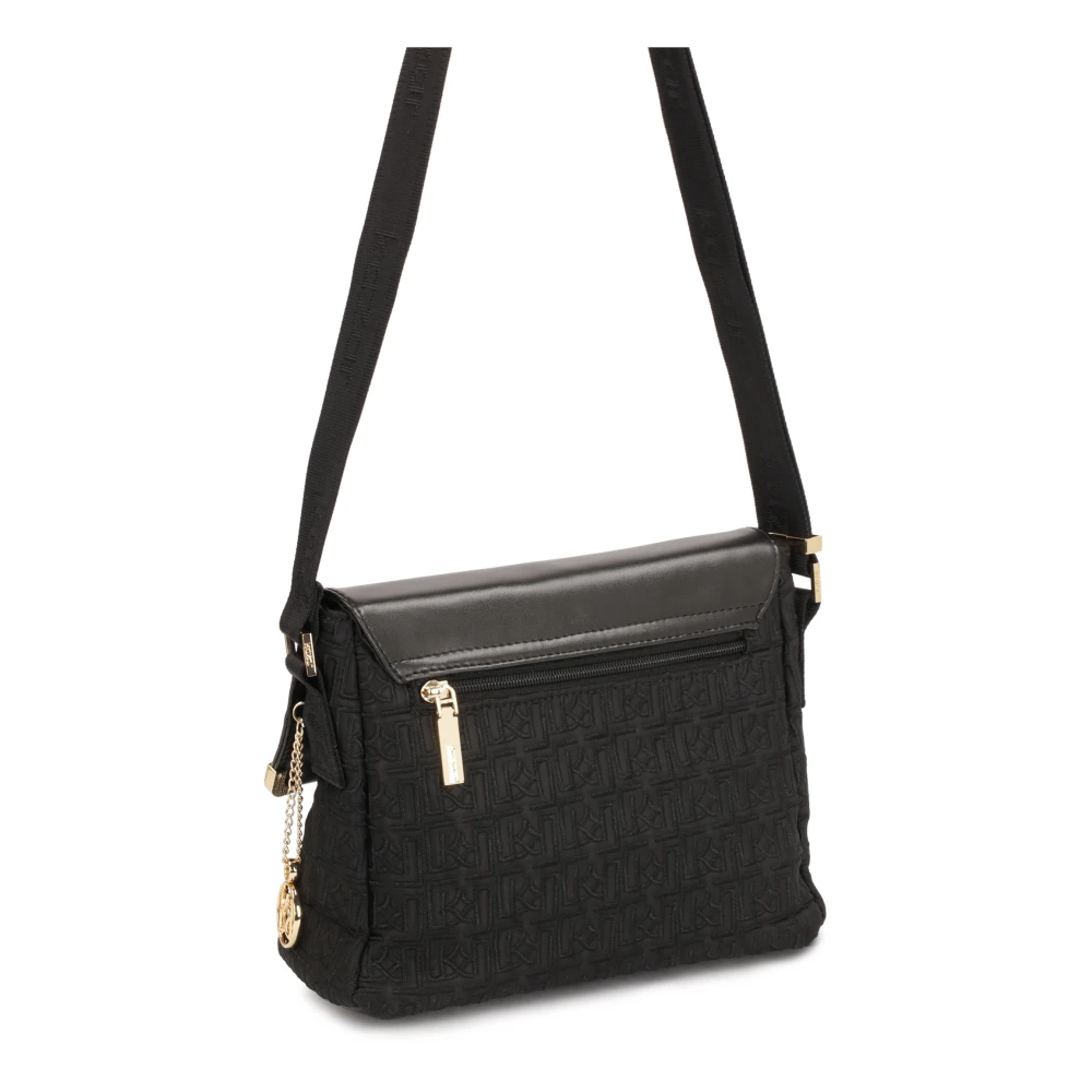 Kazar Zwarte messengertas met geborduurd patroon Black Dames