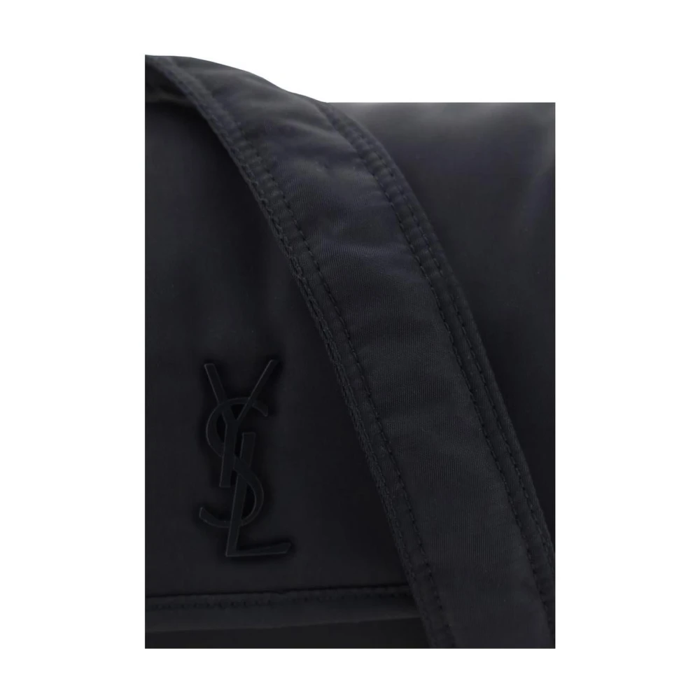 Saint Laurent Zwarte Schoudertas met YSL-logo Black Heren