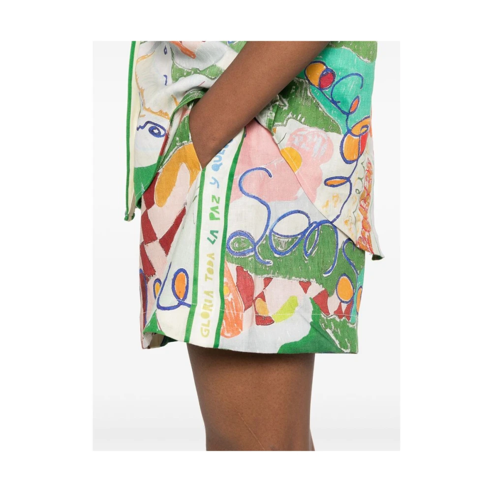 Alemais Illustratie-stijl Linnen Shorts Multicolor Dames