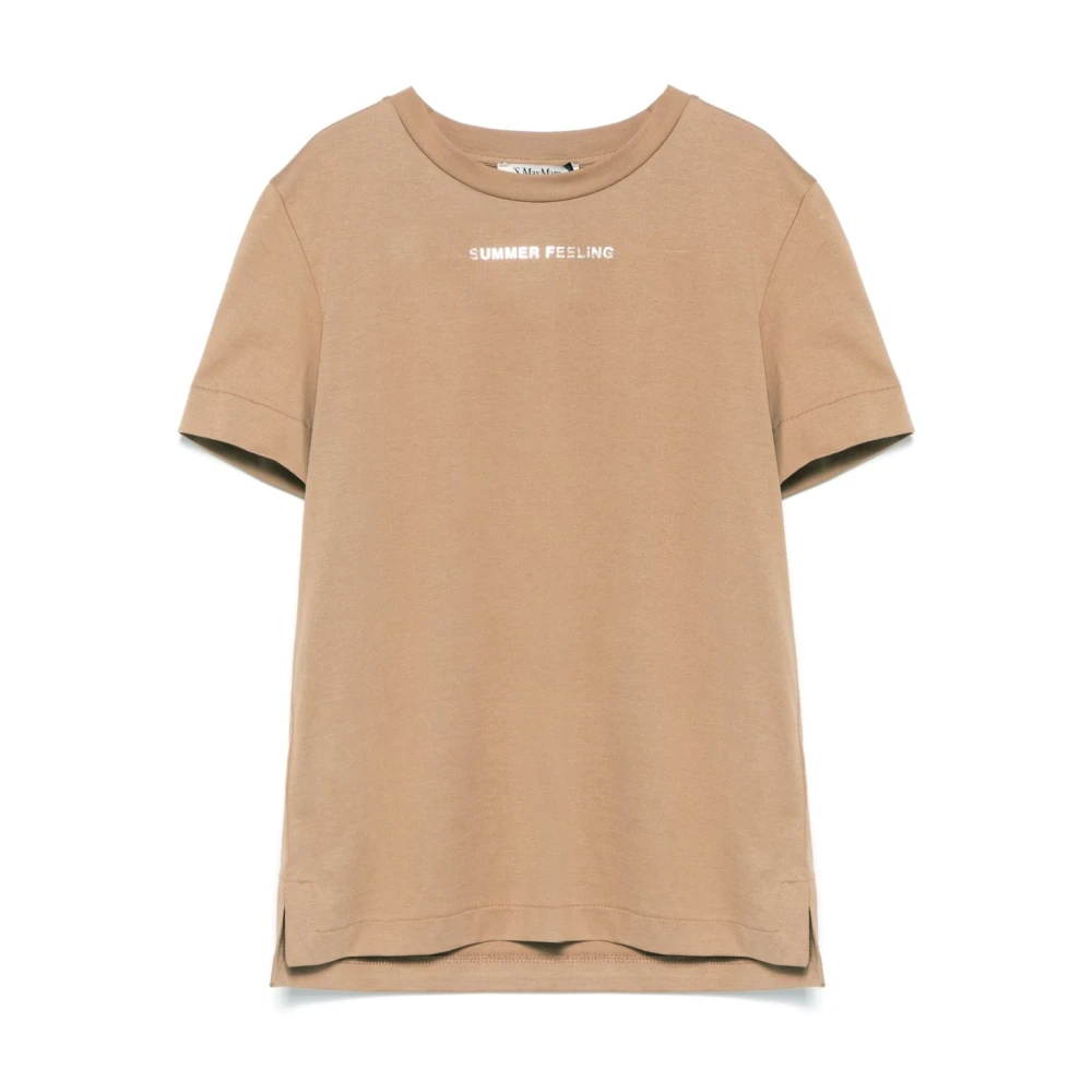 Max Mara Beige T-shirts en Polos met Tekstprint Beige Dames