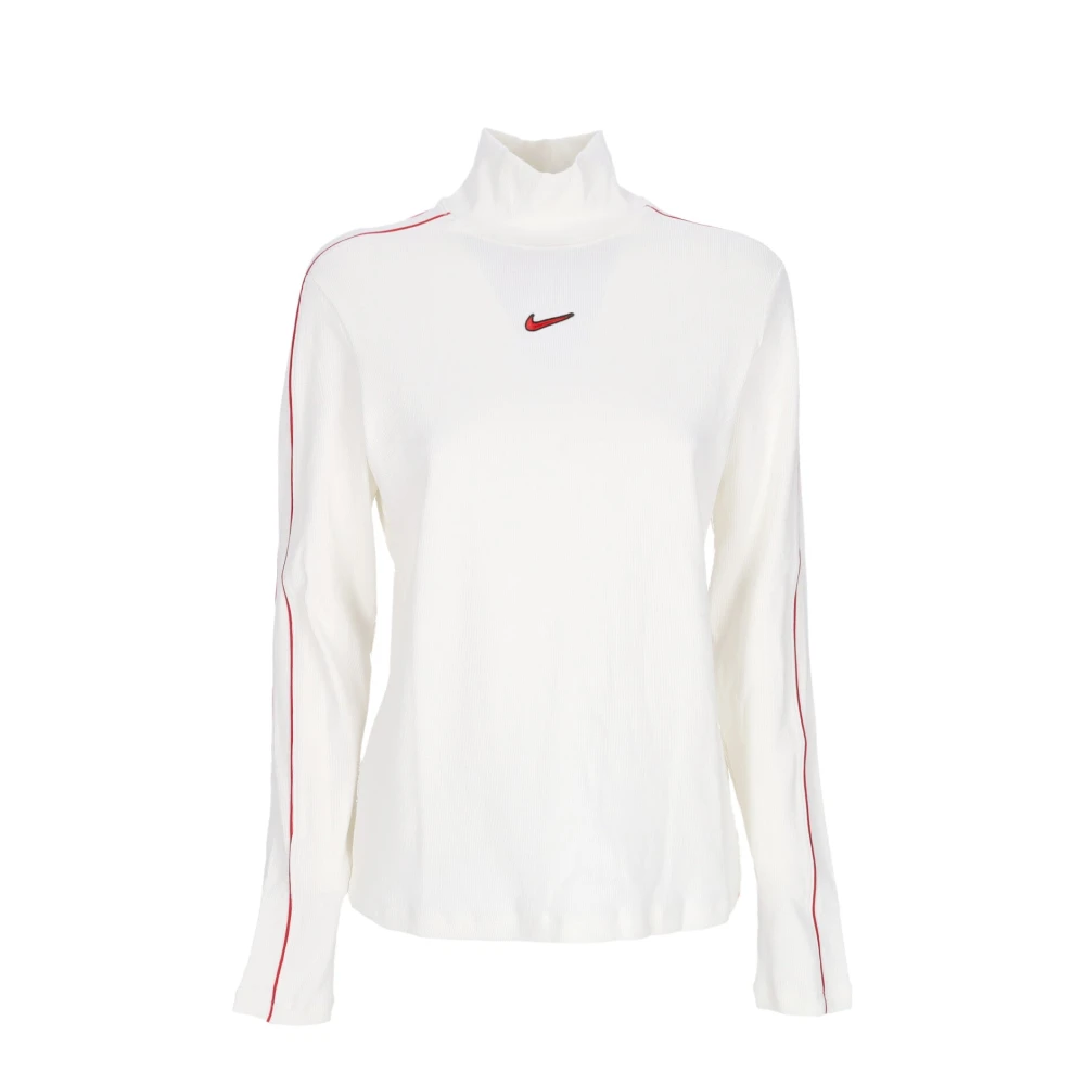 Nike Women's White Long Sleeve T-Shirts, M, High-Neck Long Sleeve T-Shirt Red