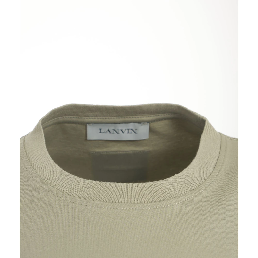 Lanvin Olijf T-shirt Geribbelde Kraag Ronde Hals Green Heren