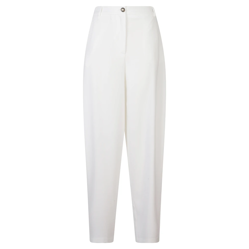 Elisabetta Franchi Beige Lightweight Crepe Trousers - Female - Wide Trousers - L - Trousers