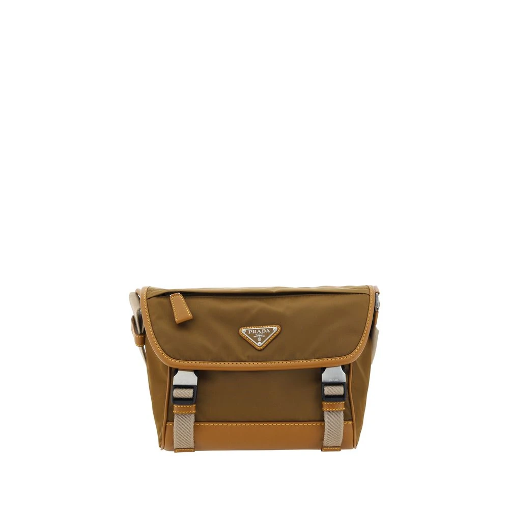 Prada Nylon Messenger Väska med Läderdetaljer Brown, Herr