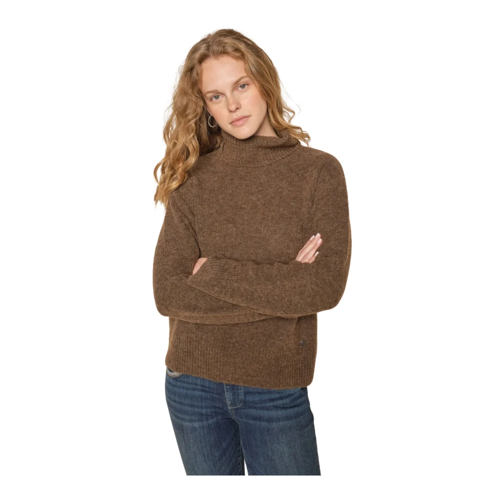 MOS MOSH Zachte Gebreide Rollneck Sweater Rain Drum Brown Dames