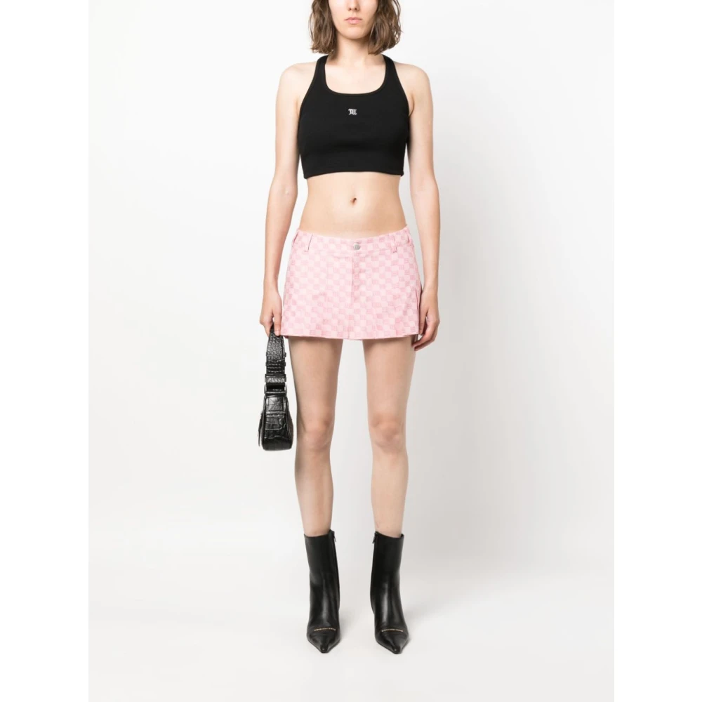 Misbhv Zwarte Geribbelde Crop Top Black Dames